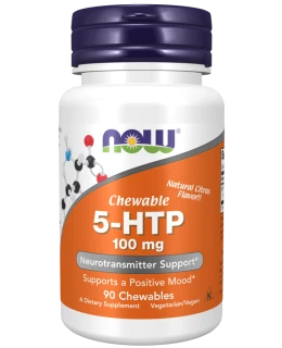 NOW 5-HTP, 100 mg, 90 žvýkacích pastilek